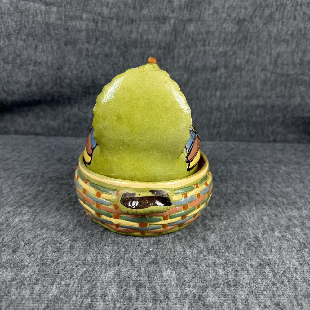 Vintage Mexican Multicolor Ceramic Hen Chicken Nest Dish Terracotta Folk Art - Picture 3 of 12